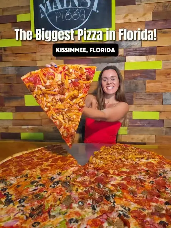 Instagram reel of the Monster pizza at Main Street Pizza